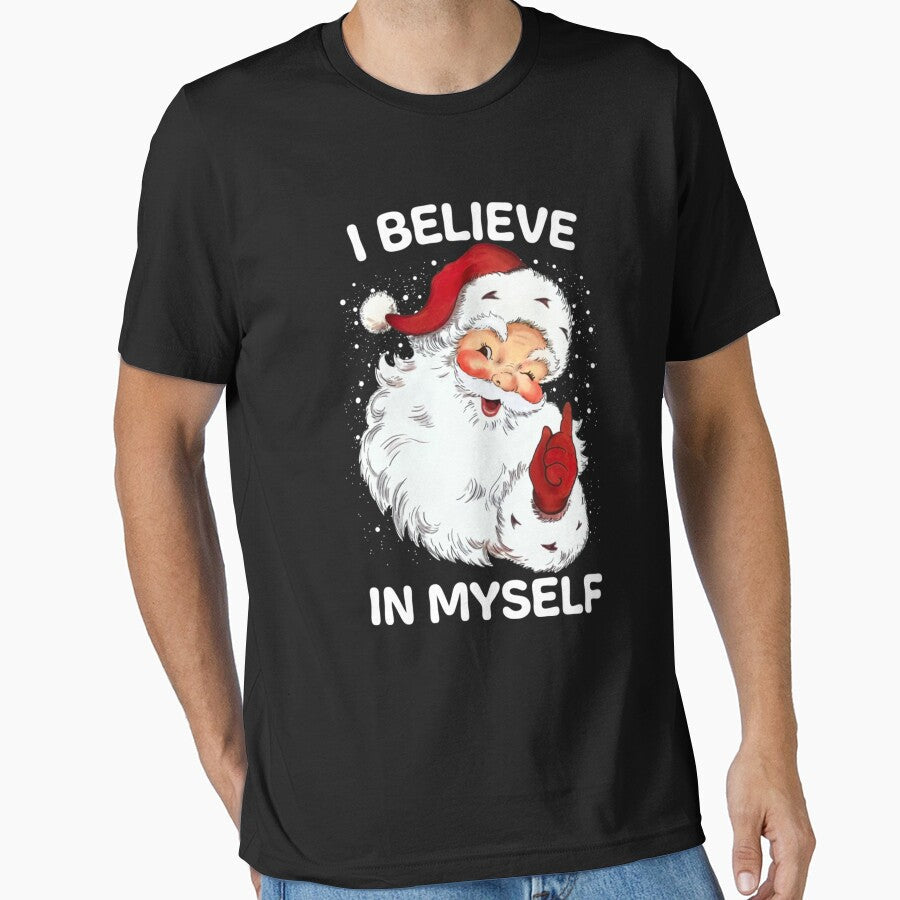 Believe In Myself Ironic Funny Santa Sayings Retro Christmas by deundramathis