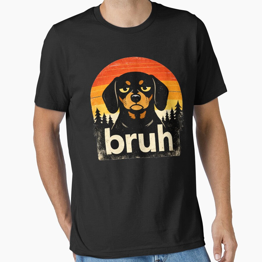Bruh dog Funny Dachshund Face Meme Retro vintage by Kladhadredo