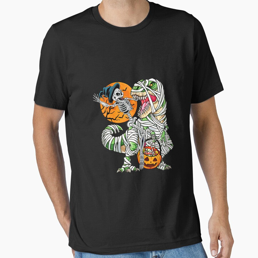 Skeleton Riding Mummy Dinosaur T Rex Halloween Kids Boys Men, Basic Novelty, Trending Now by GPFFODIO