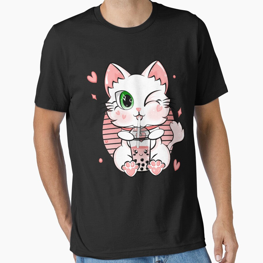 Japanese Kawaii Kitty Cute Bubble Tea Cat Boba Tea by ZNOVANNA