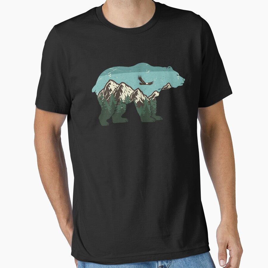 Vintage National Park Bear Wildlife Mountains by Stroblesamuel