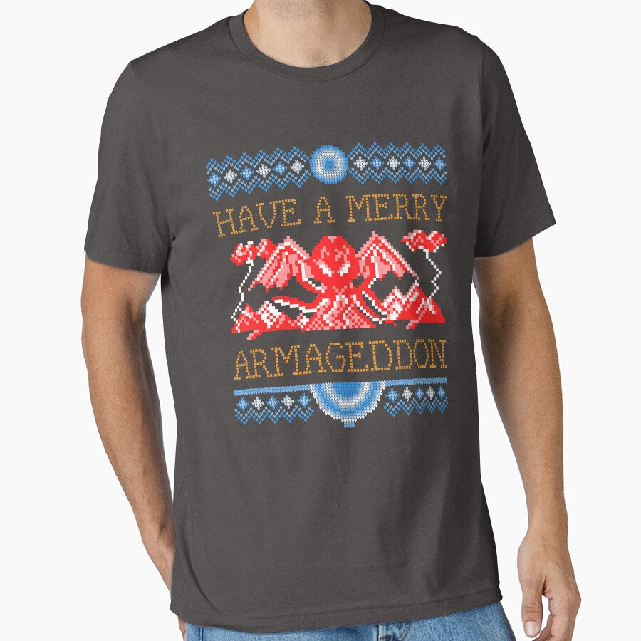Funny Ugly Christmas Sweater / Shirt / Card - Merry Armageddon by SayAhh
