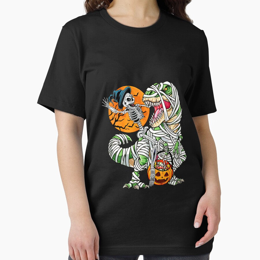 Skeleton Riding Mummy Dinosaur T Rex Halloween Kids Boys Men, Basic Novelty, Trending Now by GPFFODIO