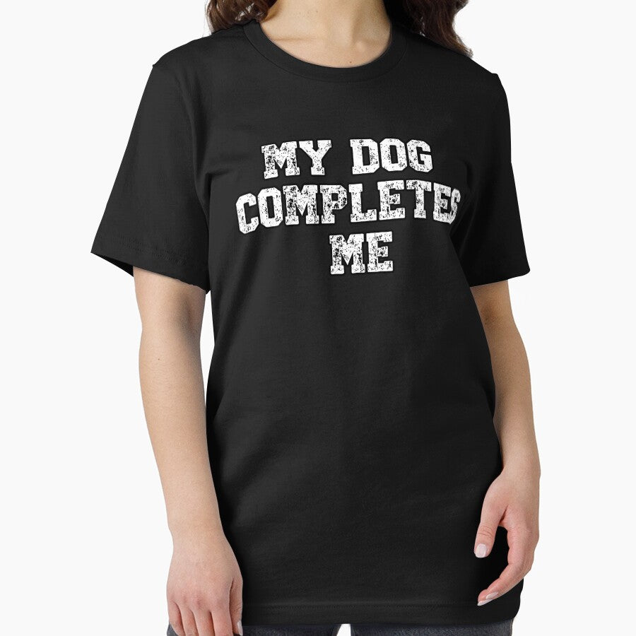 My Dog Completes Me Retro-Style Tee for Dog Lovers by BlankCanvasHaHa
