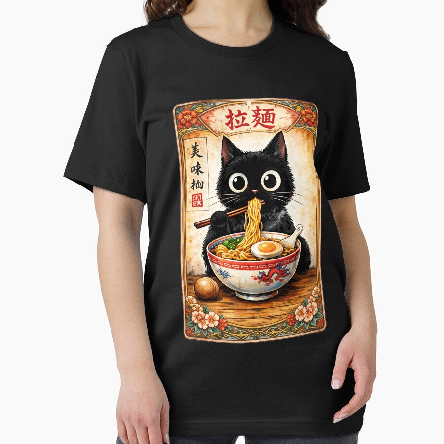 Kawaii Ramen Cat Retro Japanese Noodles Artwork by Kladhadredo