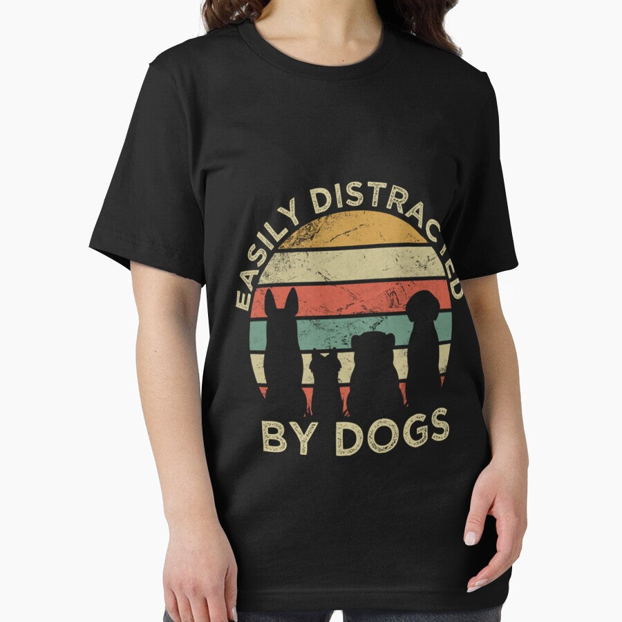 Easily Distracted By Dogs Retro Vintage - Funny Dogs by AlmosUndrest
