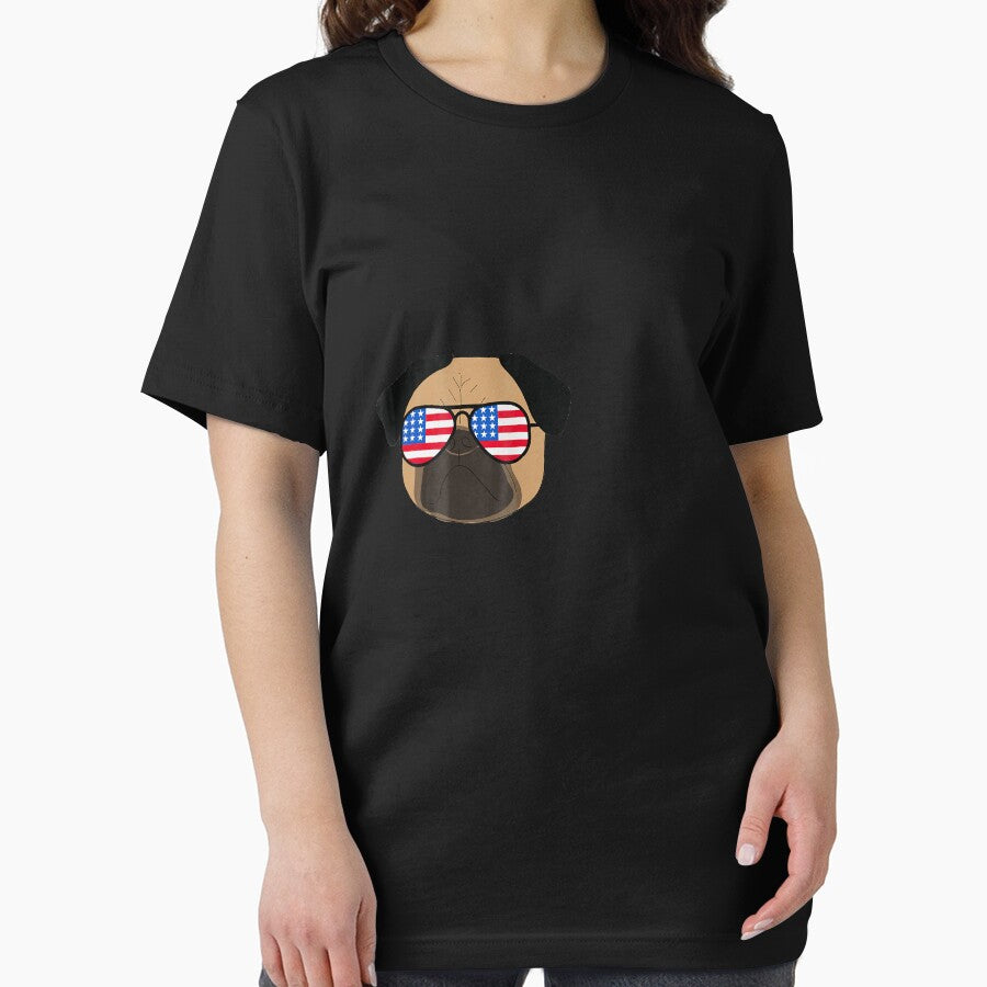 Funny Pug Shirt Cute Dog Lover USA Flag by CharlotteHicks