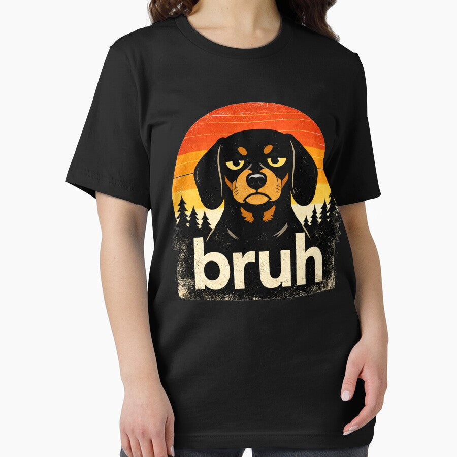 Bruh dog Funny Dachshund Face Meme Retro vintage by Kladhadredo