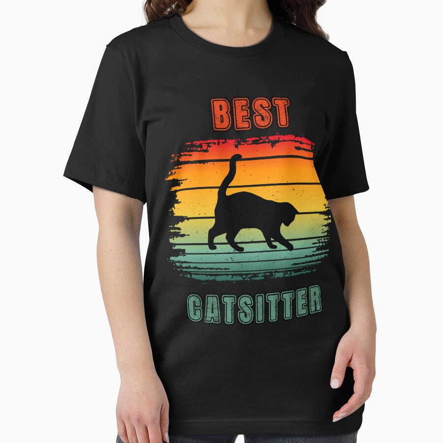 Best Catsitter Retro Sunset Black Cat by SunnyFunnyArt