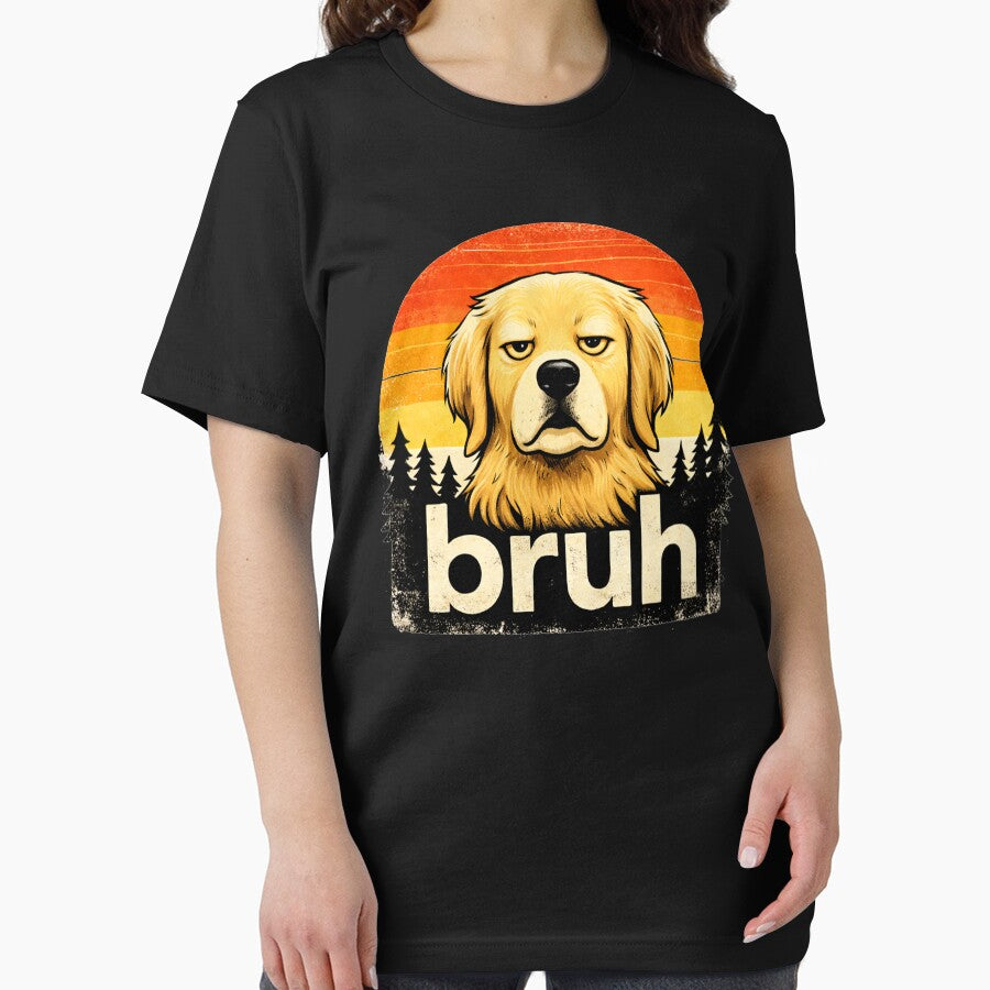 Bruh dog Funny Golden Retriever Face Meme Retro  vintage by Kladhadredo