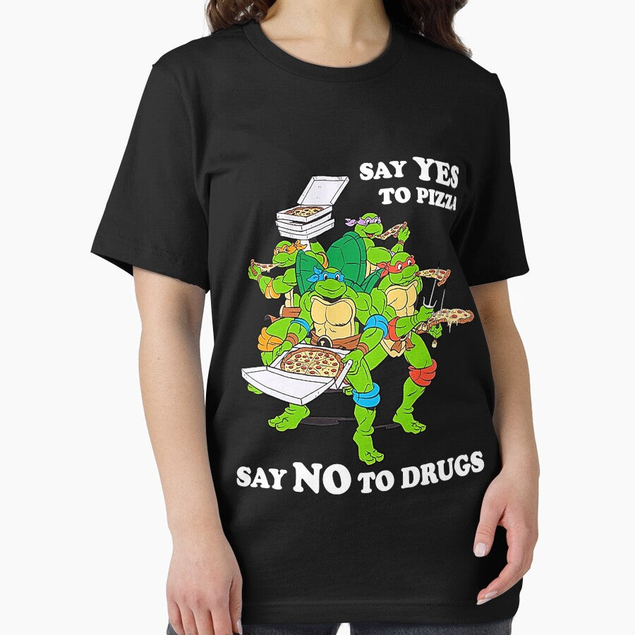 Retro Love Ninja Turtles Cartoon Say Yes To Pizza Say No To Drugs by wallofmoms257