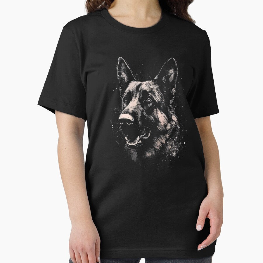 A Street Art German Shepherd Dog In Cool Distressed Style On Black by GVRDesign