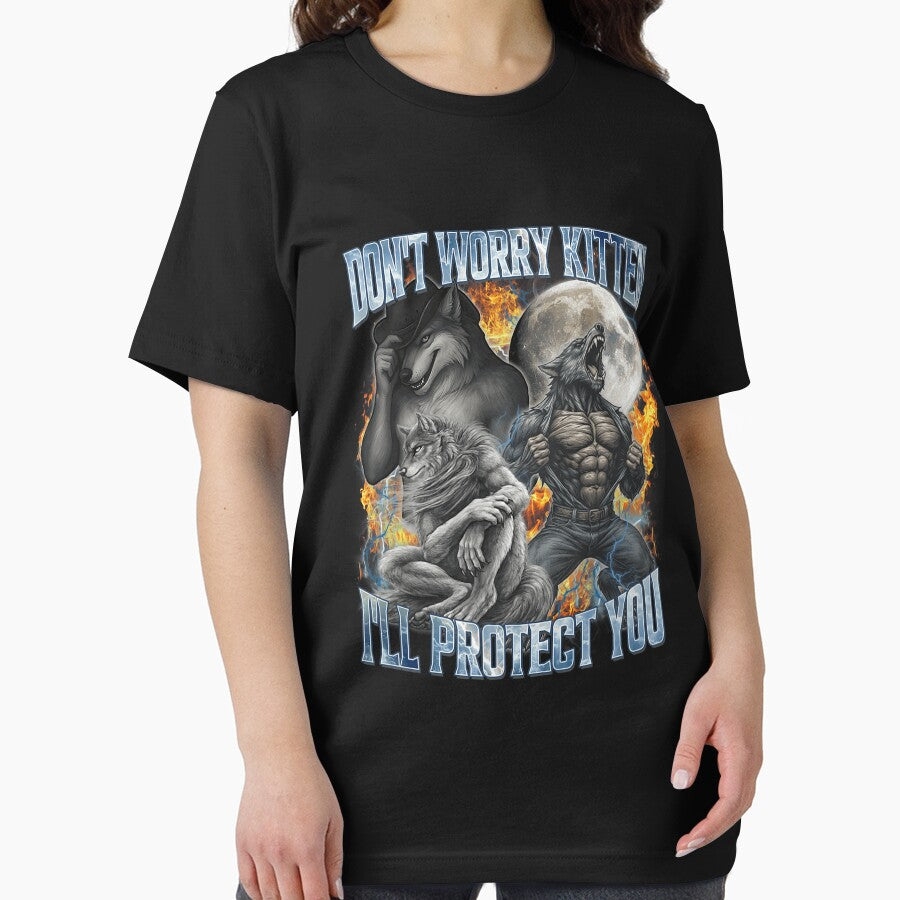 Don't Worry Kitten I'll Protect You Funny Alpha Wolf Meme by KathieFaugh