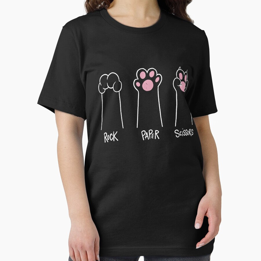 Rock Paper Scissors Hand Game Cute Paw Funny Cat by DrawHandArt