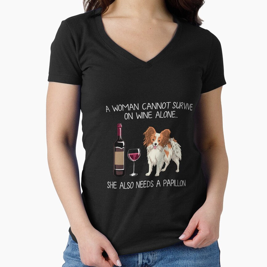Papillon and wine Funny dog by TeeDoozy