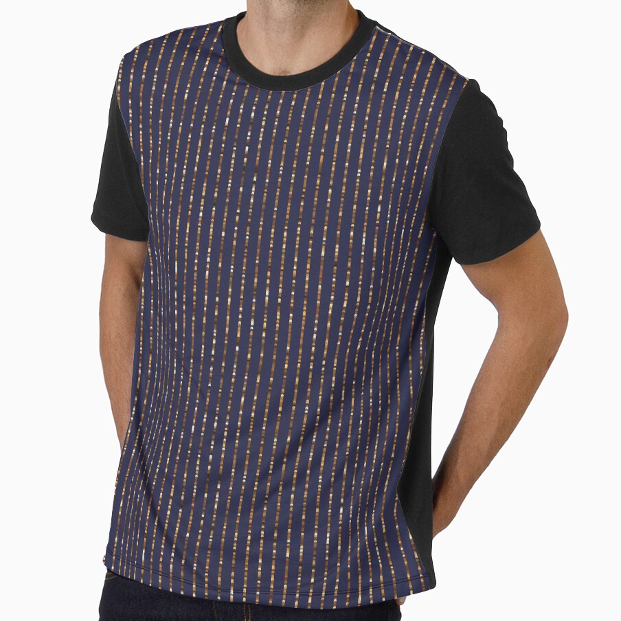 Printed image of golden sequins - vertical stripes on navy background by JaReVa