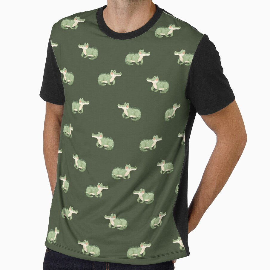 Watercolor Crocodiles on Dark Green by KSimpson838