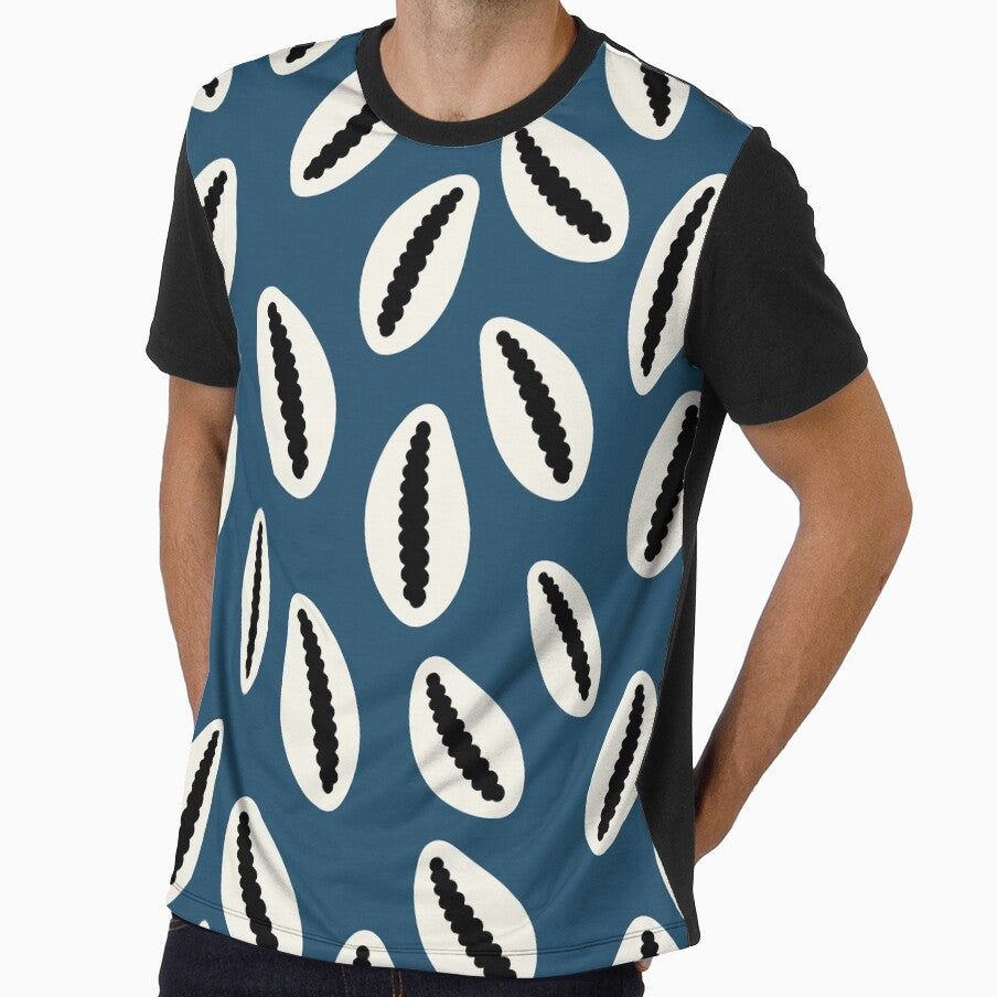 Coastal Cowrie Shell Pattern – Ocean Blue Beach Aesthetic by Cannaxes illustration