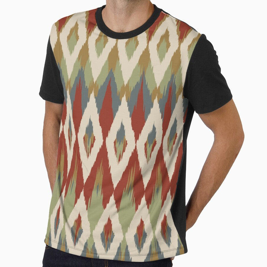 Boho Ikat Pattern, Red, Teal, Green, Mustard Yellow by meggydesigns