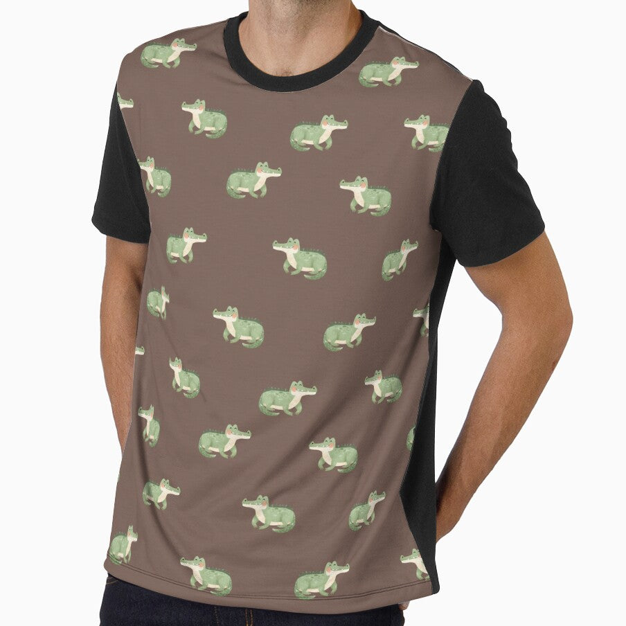 Watercolor Crocodiles on Dark Brown by KSimpson838
