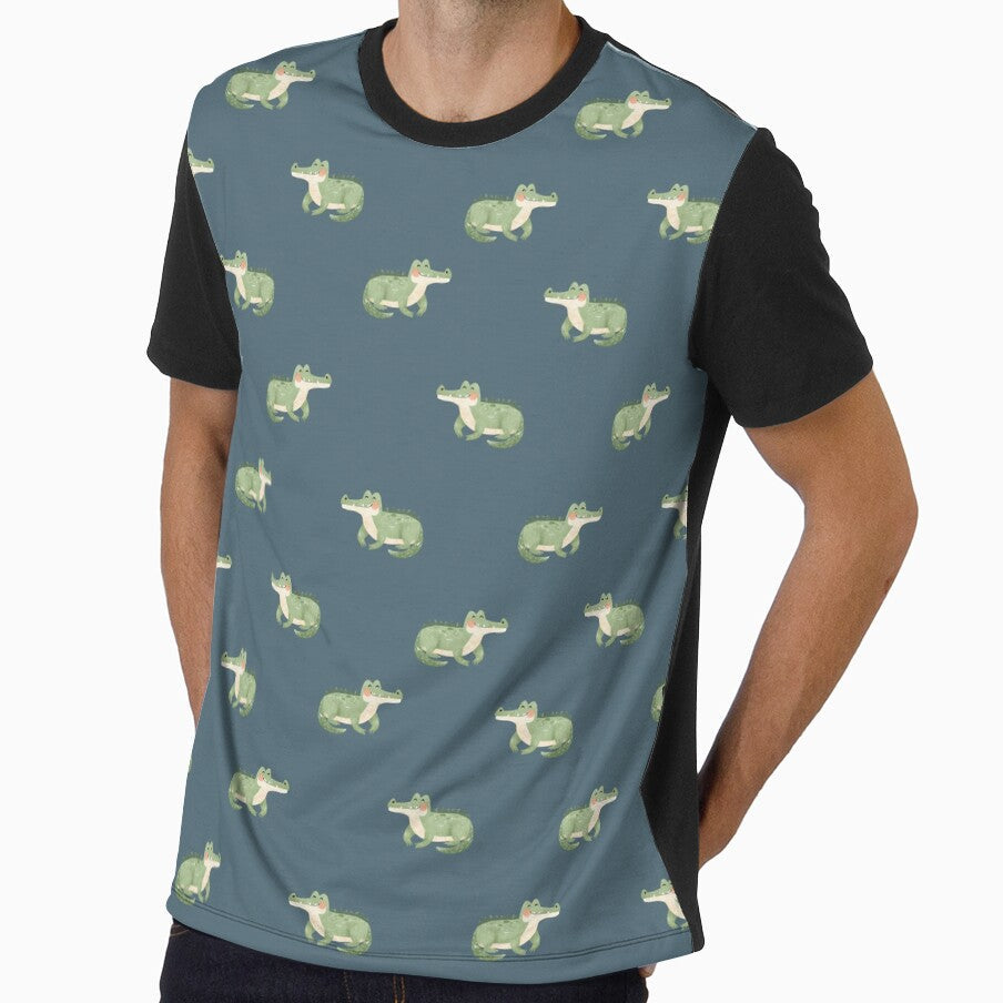 Watercolor Crocodiles on Gray-Blue by KSimpson838