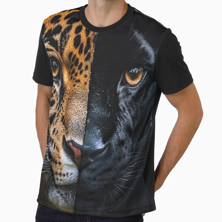 Half Leopard Half Black Panther double Wildlife portraits by TheArtistOf2022