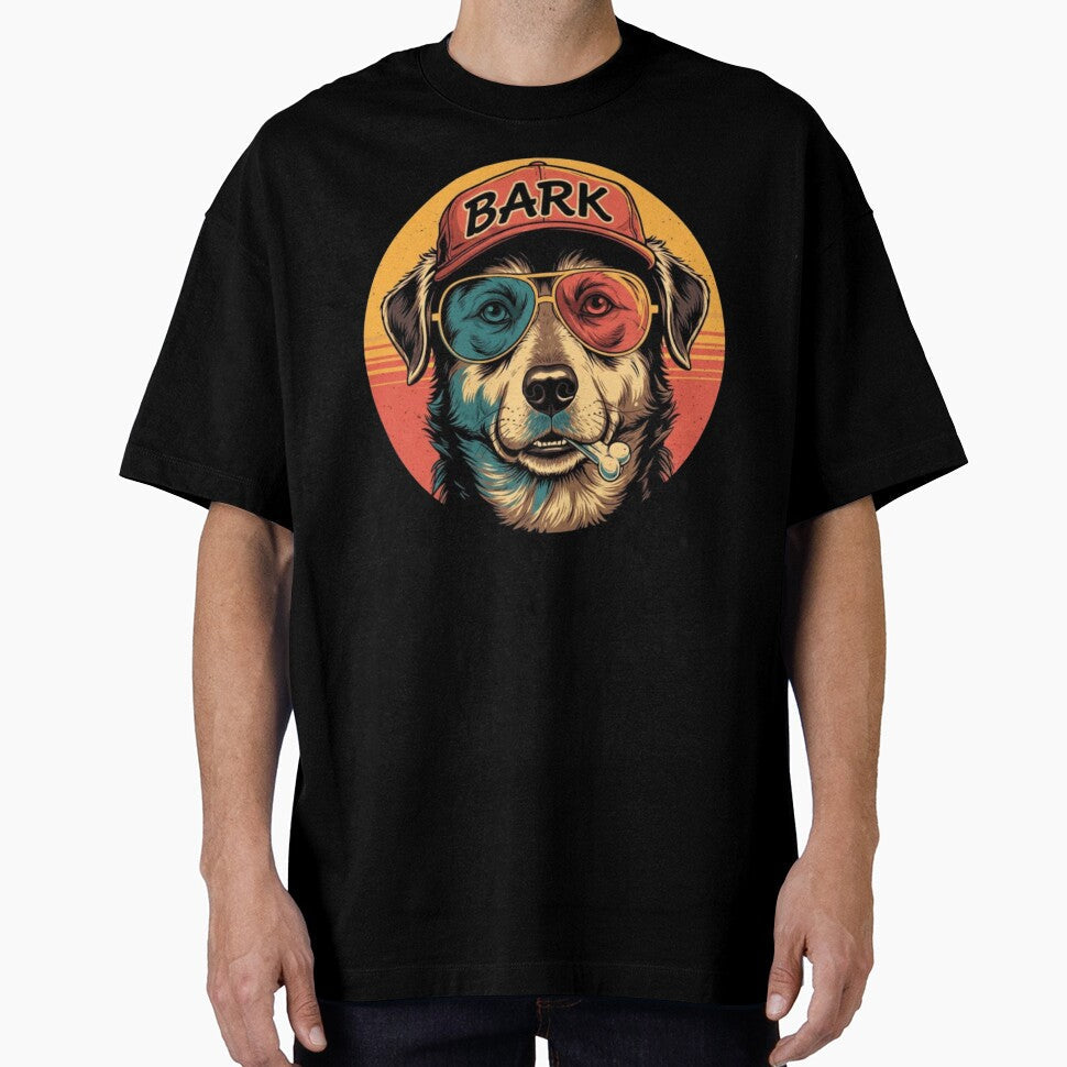 Retro Dog Lover Design – ‘BARK’ Cool Dog with Vintage Cap & Sunglasses – Funny Pet Gift Illustration by MadeByACJ