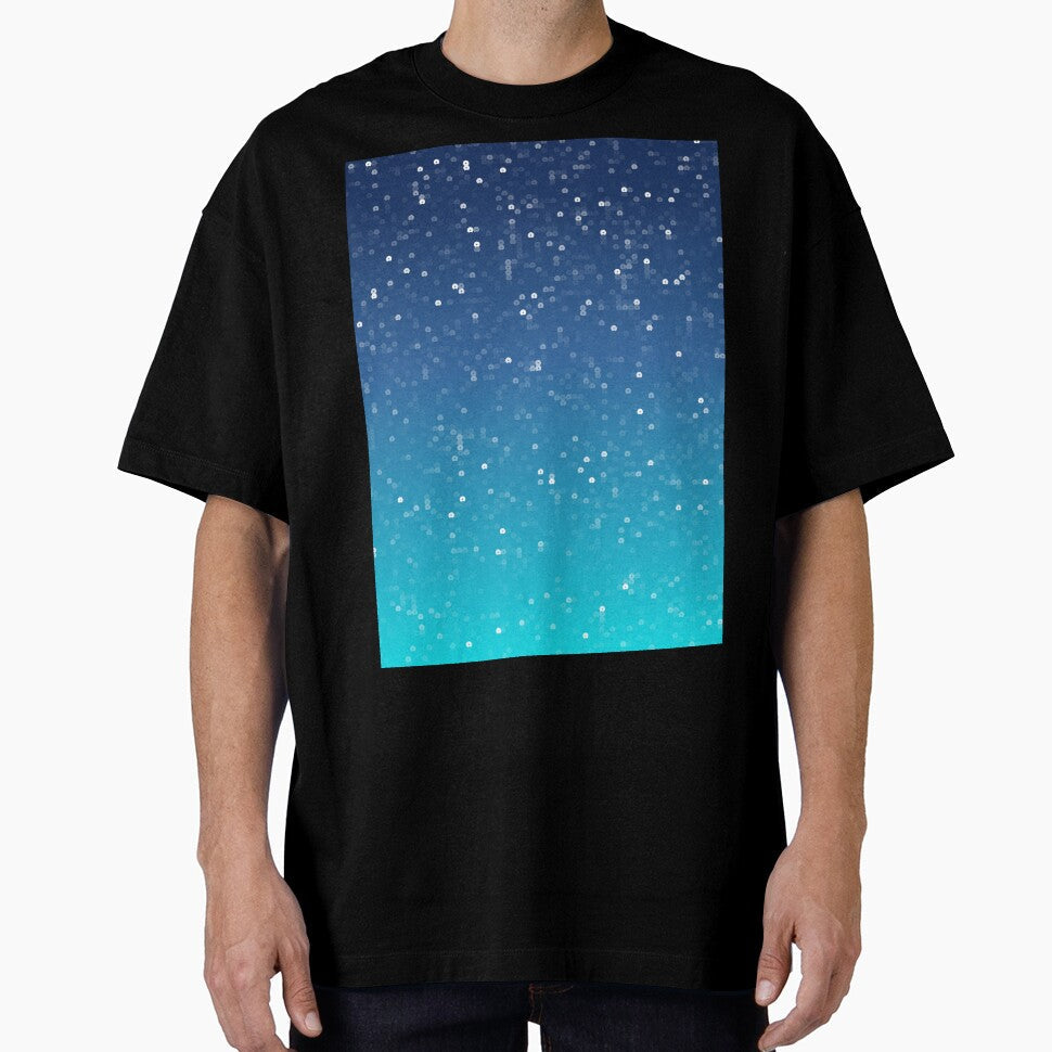 Printed image of sparkling sequins on azure gradient by JaReVa