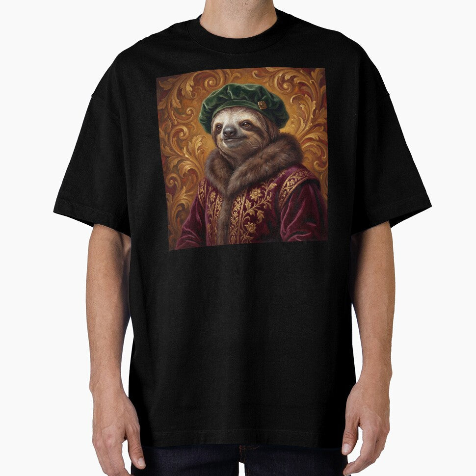Sloth Merchant cool animal Tudor style portrait art by Vintage Designs +
