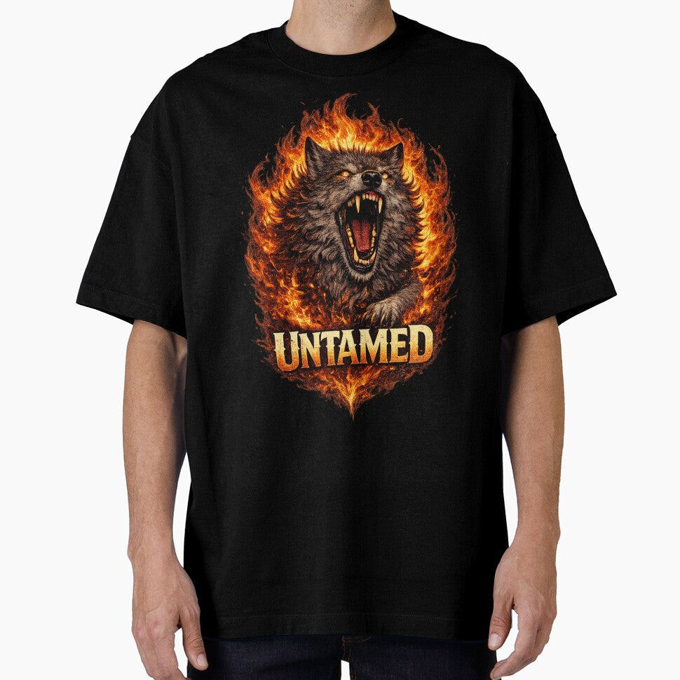 Untamed Wolf in Flames – Fierce Alpha Wild Fire Wolf Graphic by VivaThread