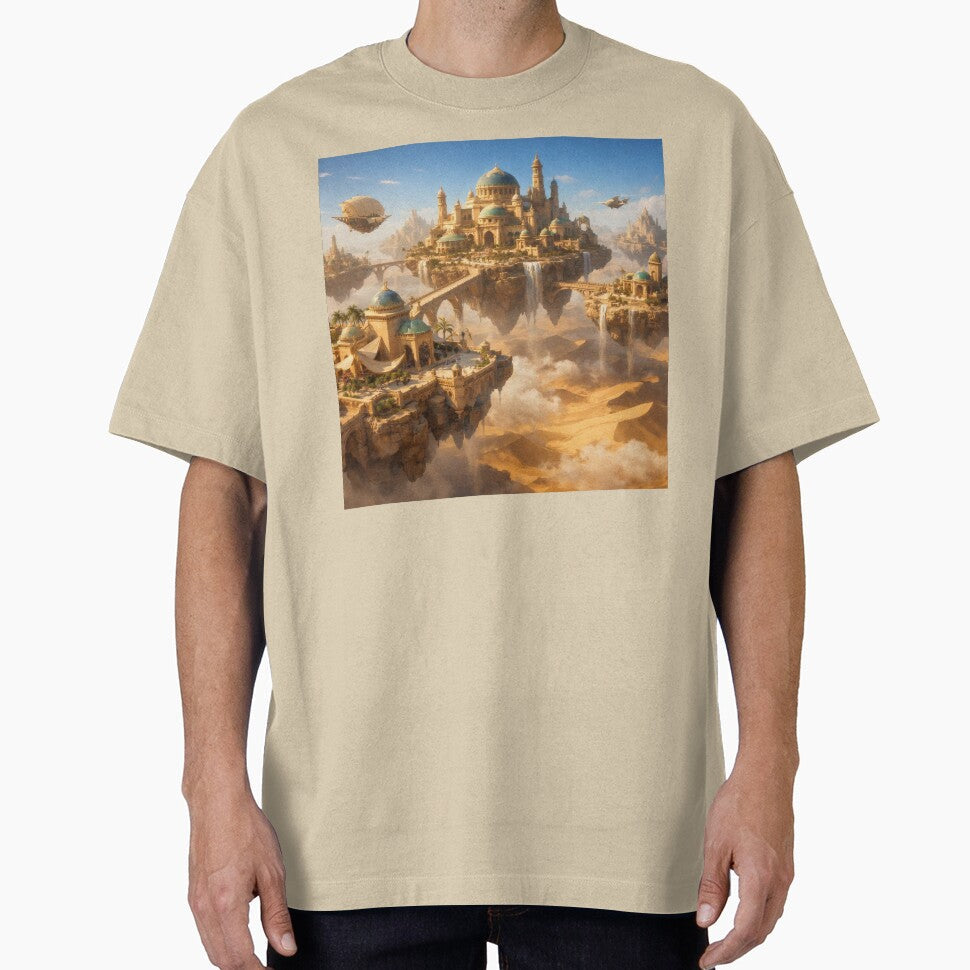 Floating Desert City – Magical Fantasy Cityscape Wall Art Above the Sands by Spiritveil