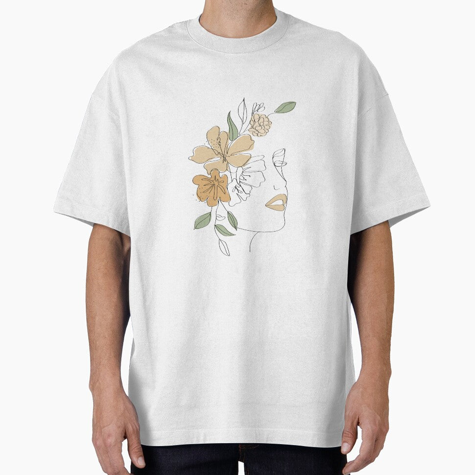 Boho Style one line art women with floral pattern by baybutterfly