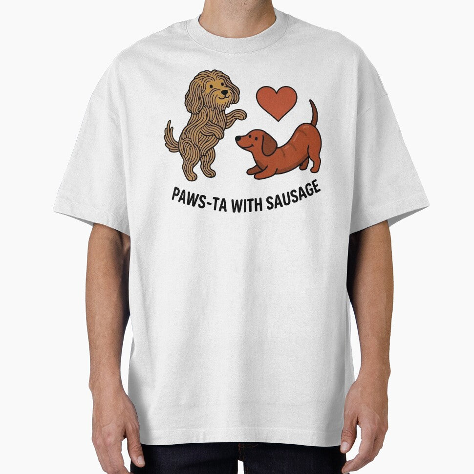 Paws-ta with Sausage – Funny Dog Pasta Pun Design by aiqdelicia