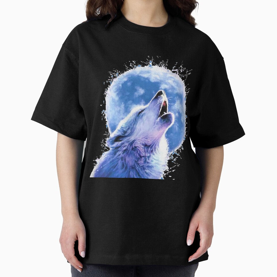 Wolf Howling At Moon watercolor by DelzStudio