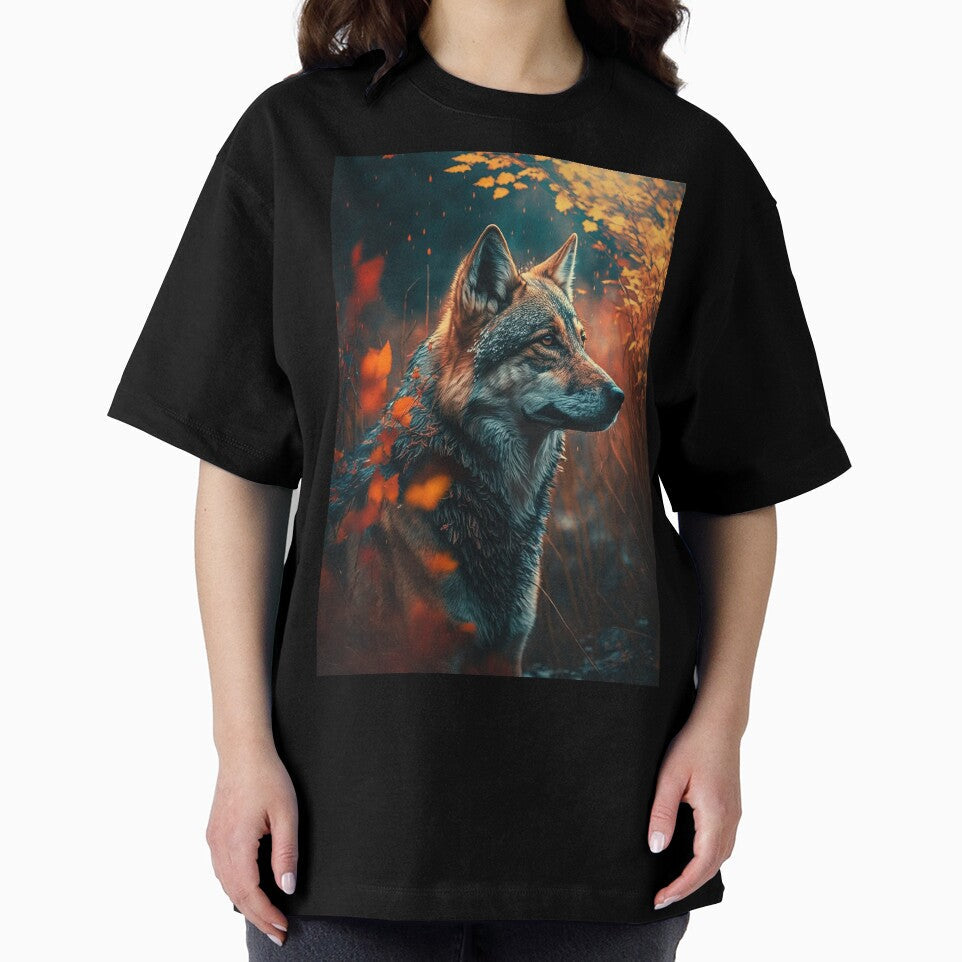Lone wolf in rainy autumn forest by RK - Shop