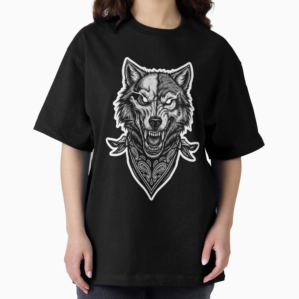 Ferocious Wolf Skull Bandana – Dark Tattoo Style Sticker by Ayarachi