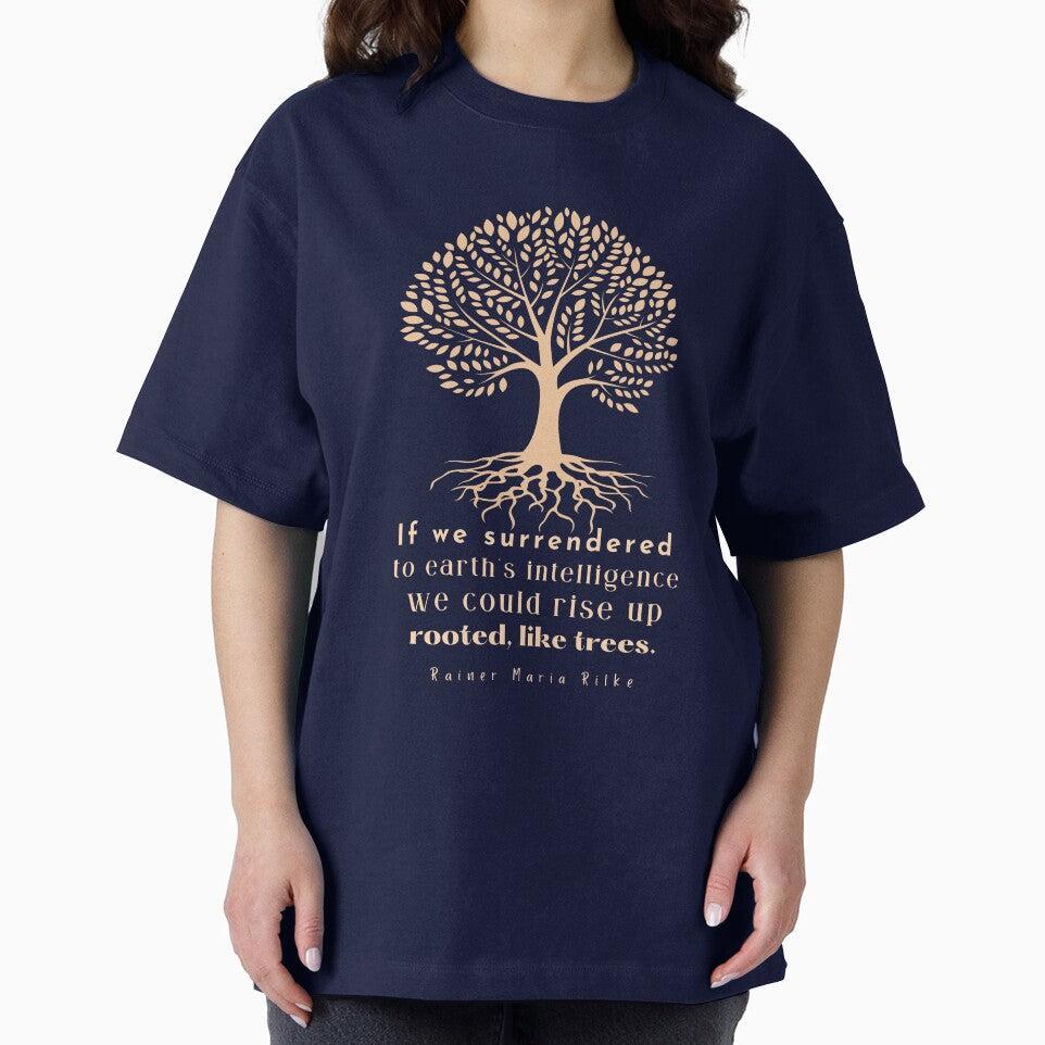 copper tree art with rainer maria rilke quote: If we surrendered to earth's intelligence we could rise up rooted like trees by artbleed