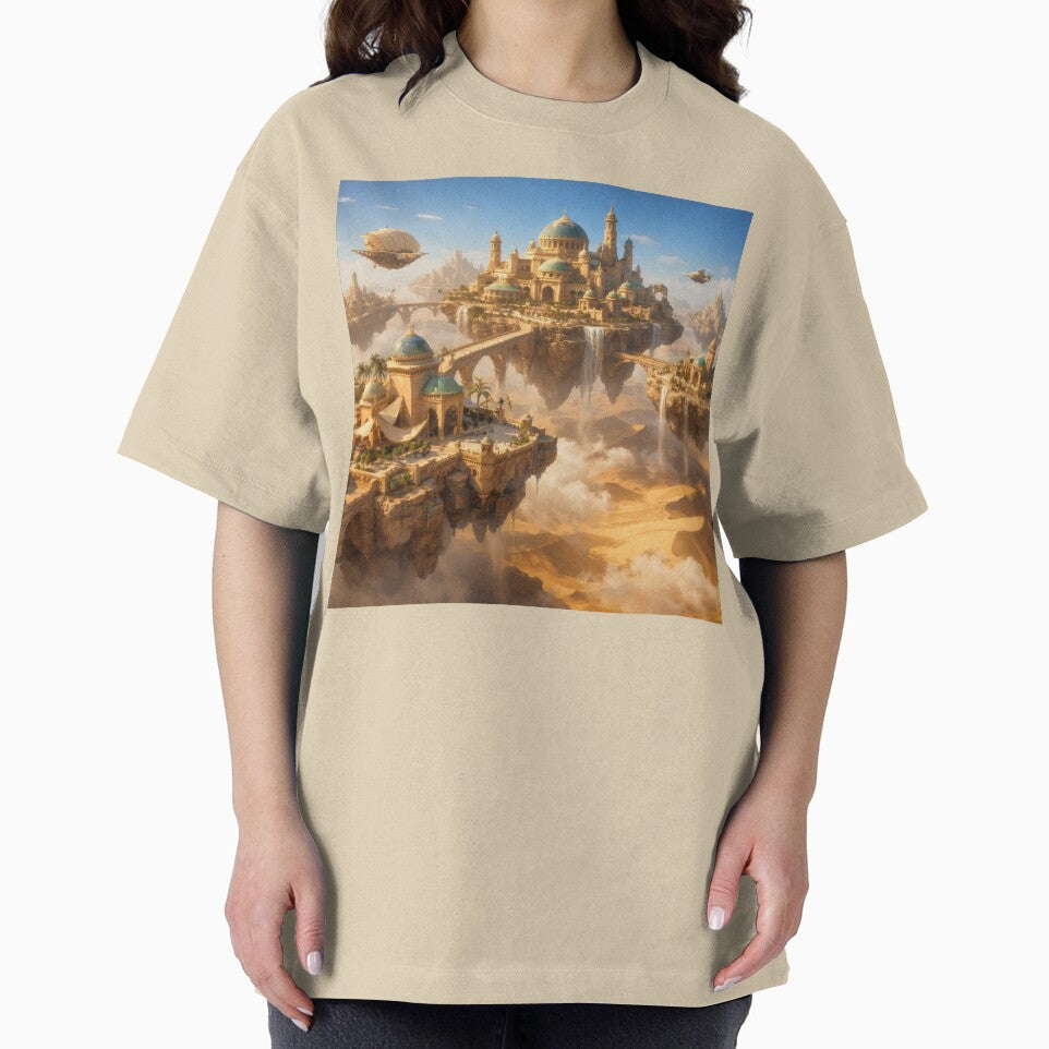 Floating Desert City – Magical Fantasy Cityscape Wall Art Above the Sands by Spiritveil