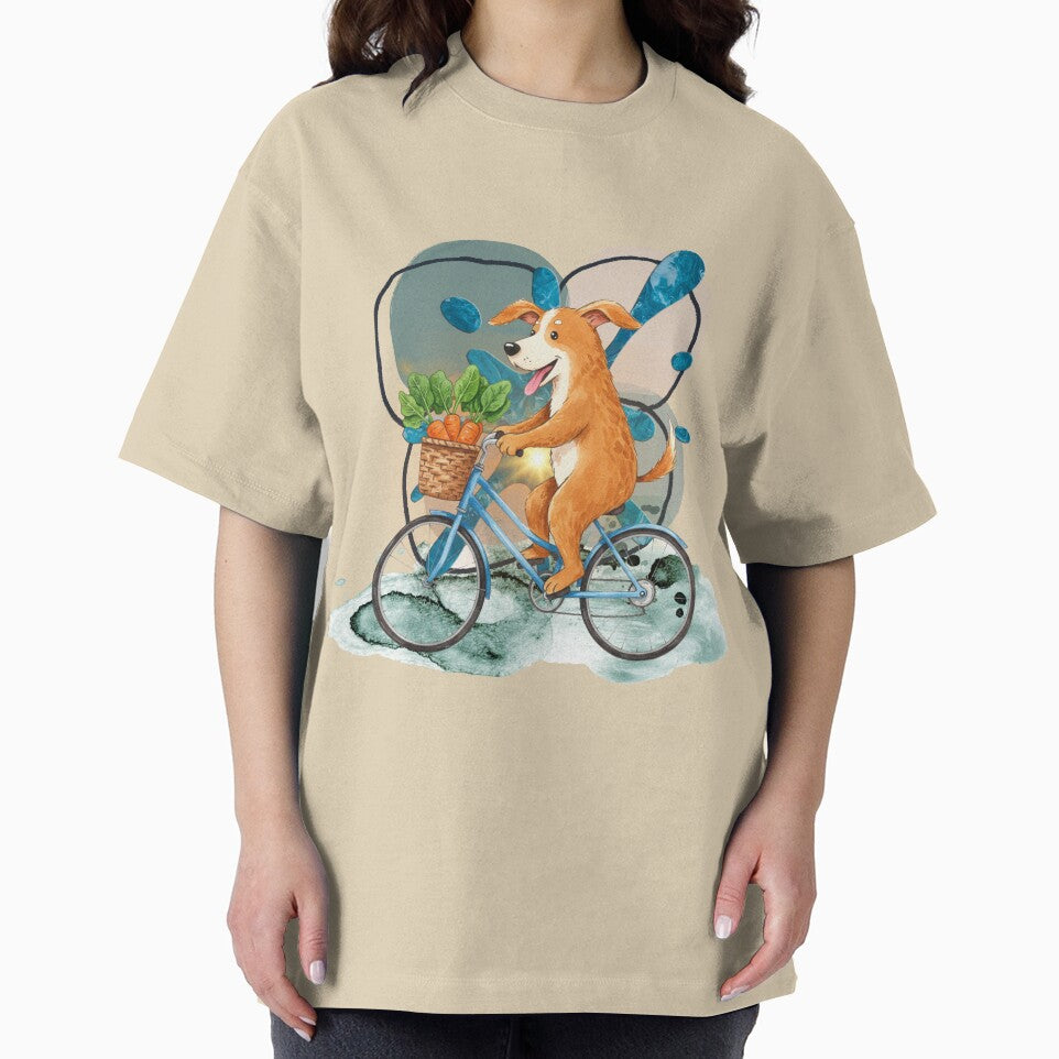 Cute Dog Riding a Bicycle with Veggie Basket | Funny Cycling Dog Illustration by ChenEngEng