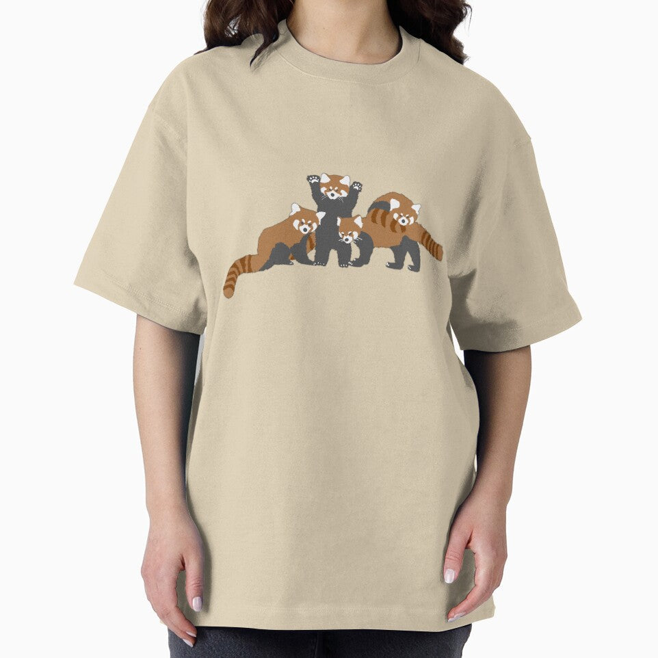 Cute red panda pattern with white dots and turquoise background by CiniArt
