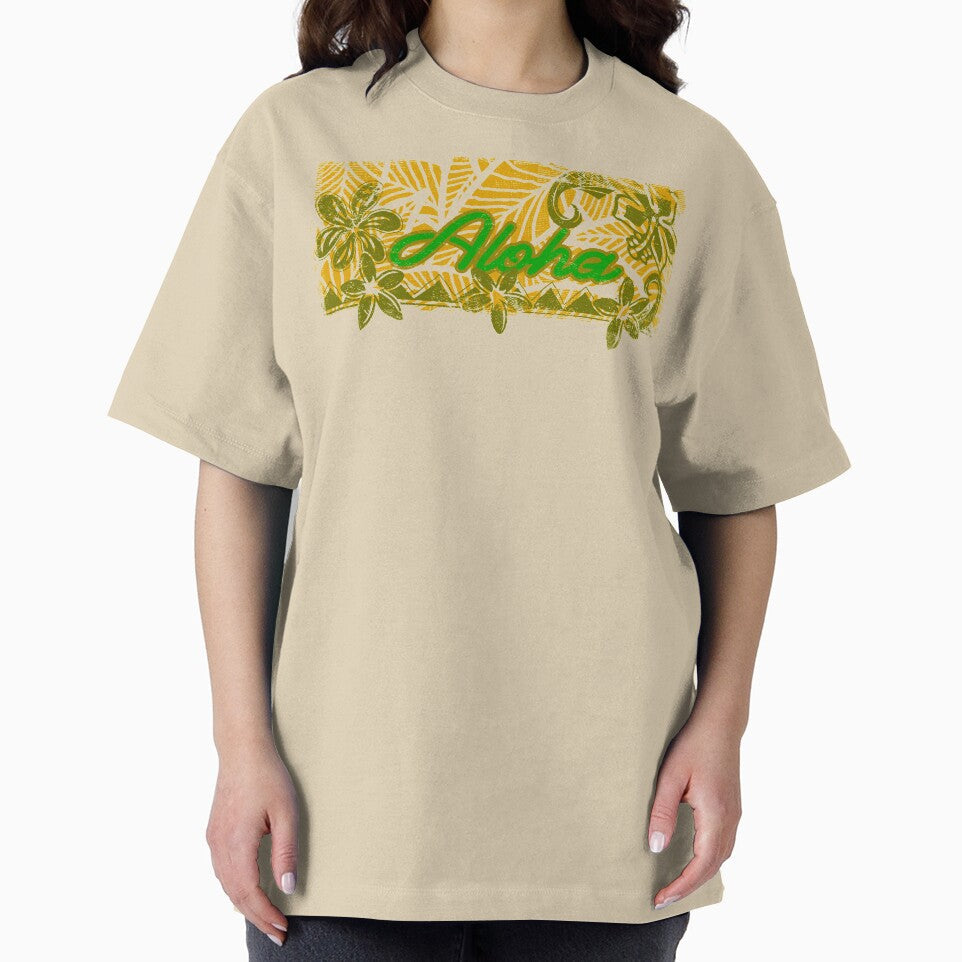 Vintage Distressed Ink Aloha Yellow Floral Banner by sunnthreads