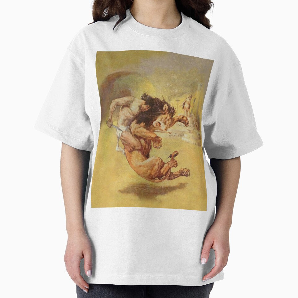 Tarzan wrestling a lion by Vintage Designs +