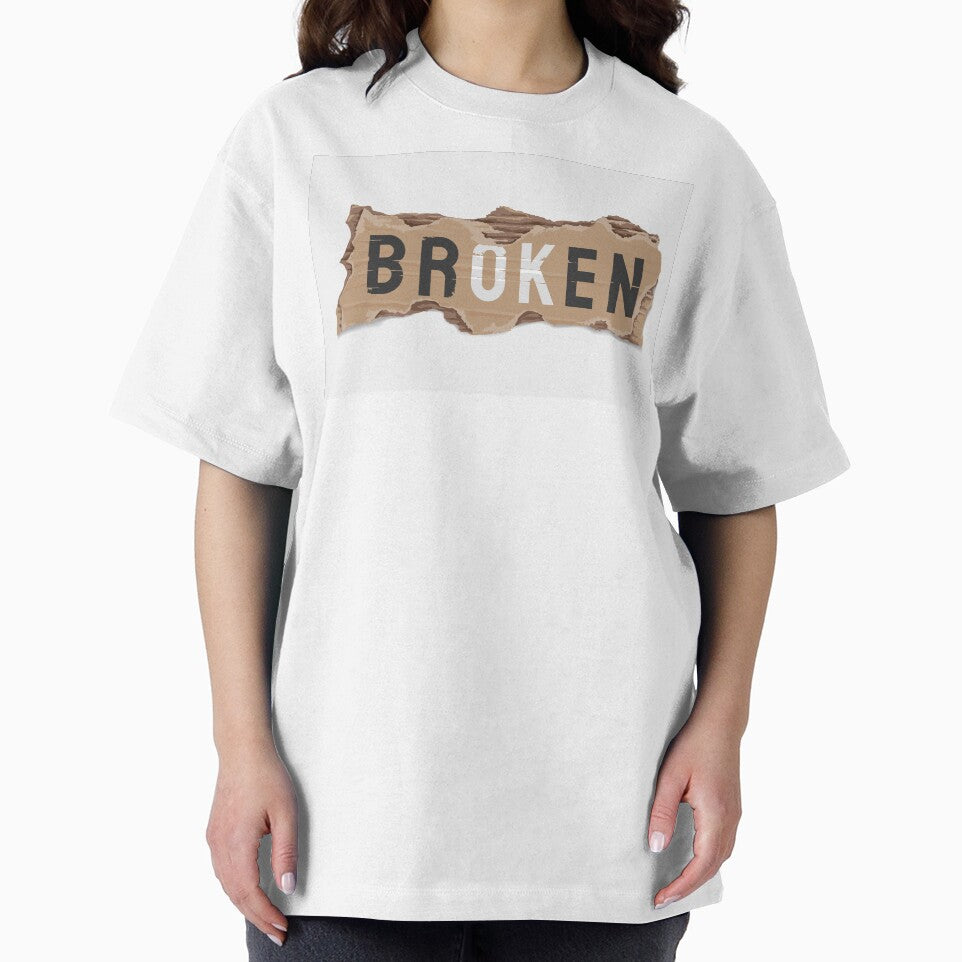 Broken OK Slogan Piece Ripped Cardboard Illustration by Peekonet