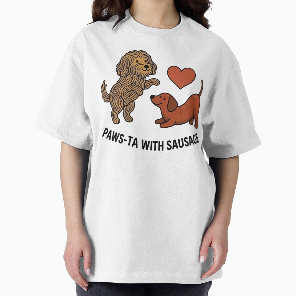 Paws-ta with Sausage – Funny Dog Pasta Pun Design by aiqdelicia