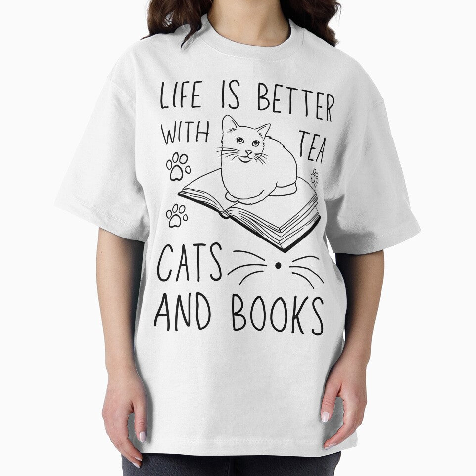 Funny Life Is Better With Tea Cats And Books by Alfaashoop