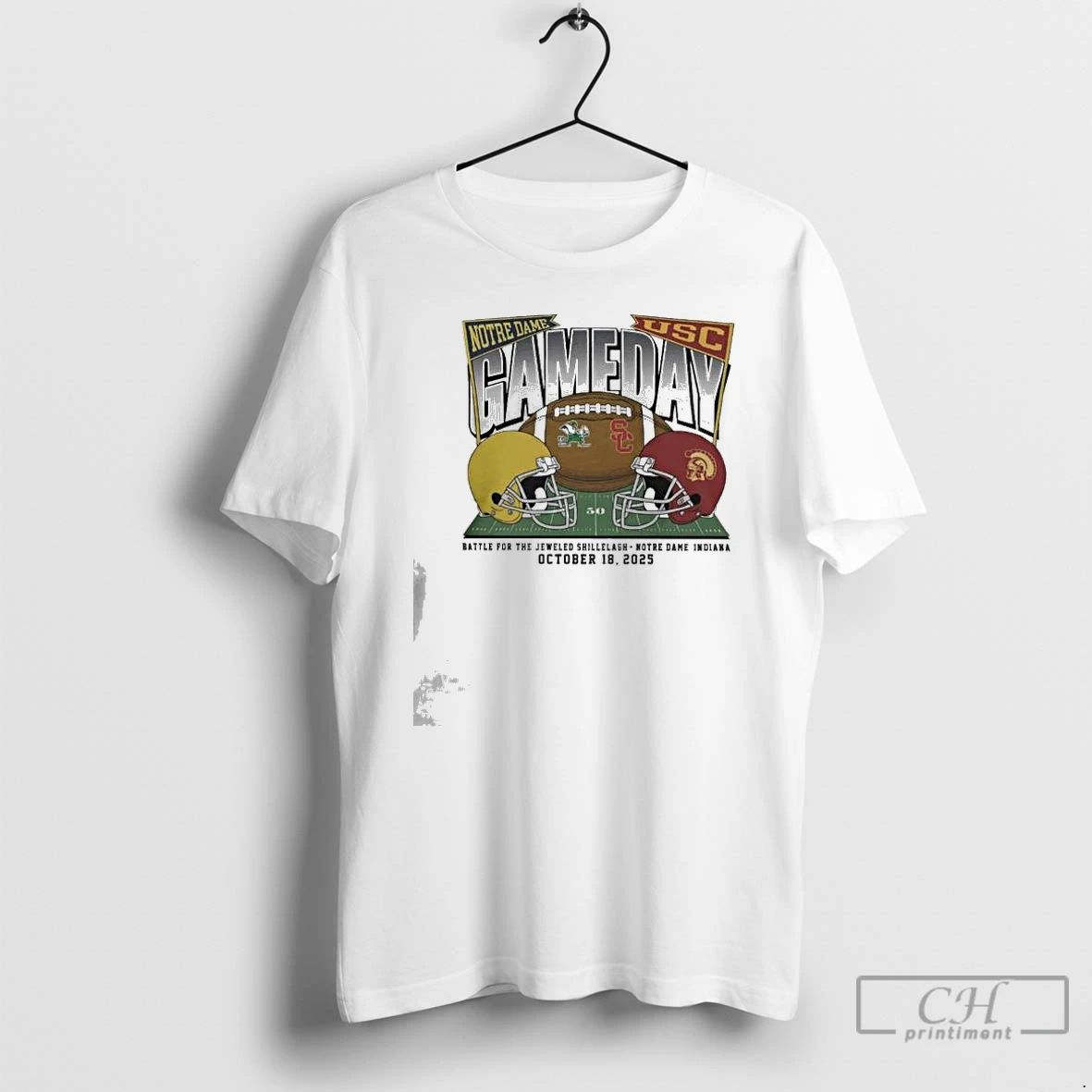 Premium Notre Dame Fighting Irish Football Vs Usc Trojans October 18 2025 Helmet T Shirts