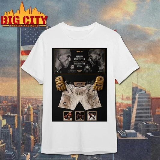 Original Khalil Rountree Jr Showcases Shorts And Gold Gloves Iconic UFC 307 War Poster Shirt